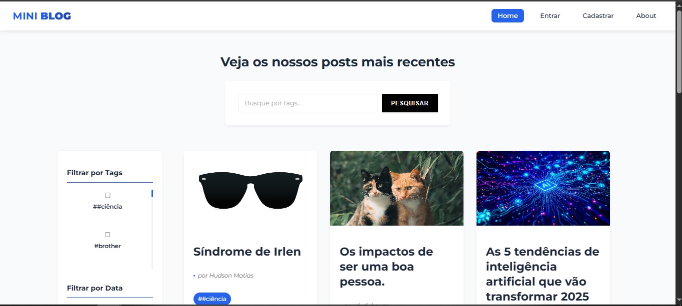Preview do MiniBlog - Interface principal